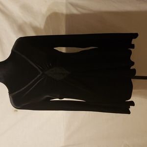 Black velvet v-neck dressy top